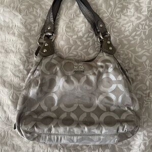 Coach Metallic Silver and Gray Shoulder Bag